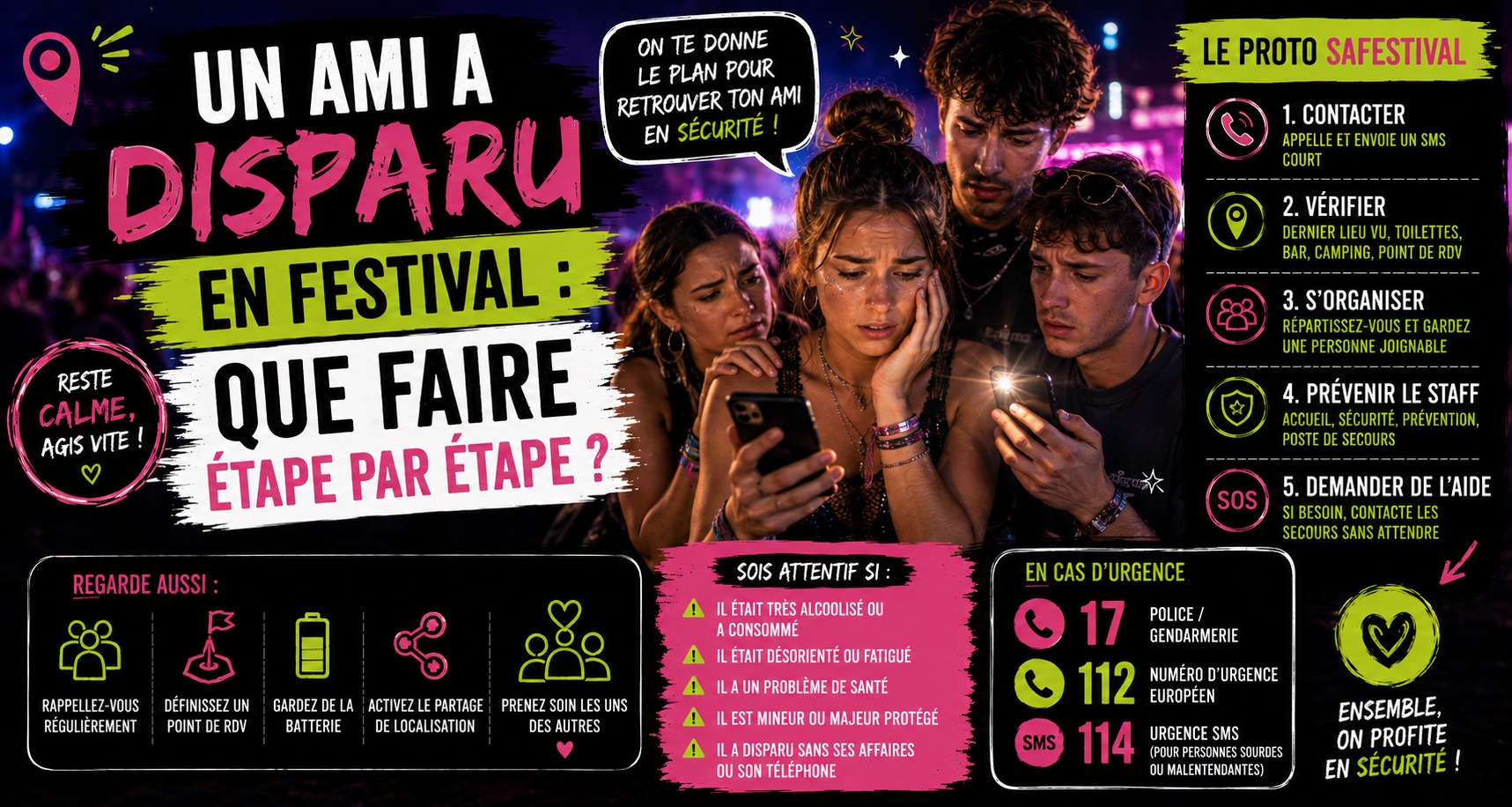 que faire si un ami est perdu ou a disparu dans le festival ?