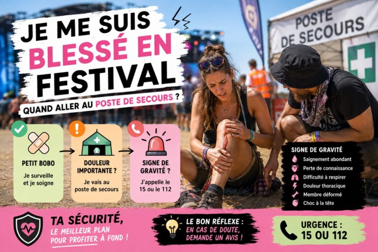 quand aller au poste de secours lorsque l'on est blessé en festival