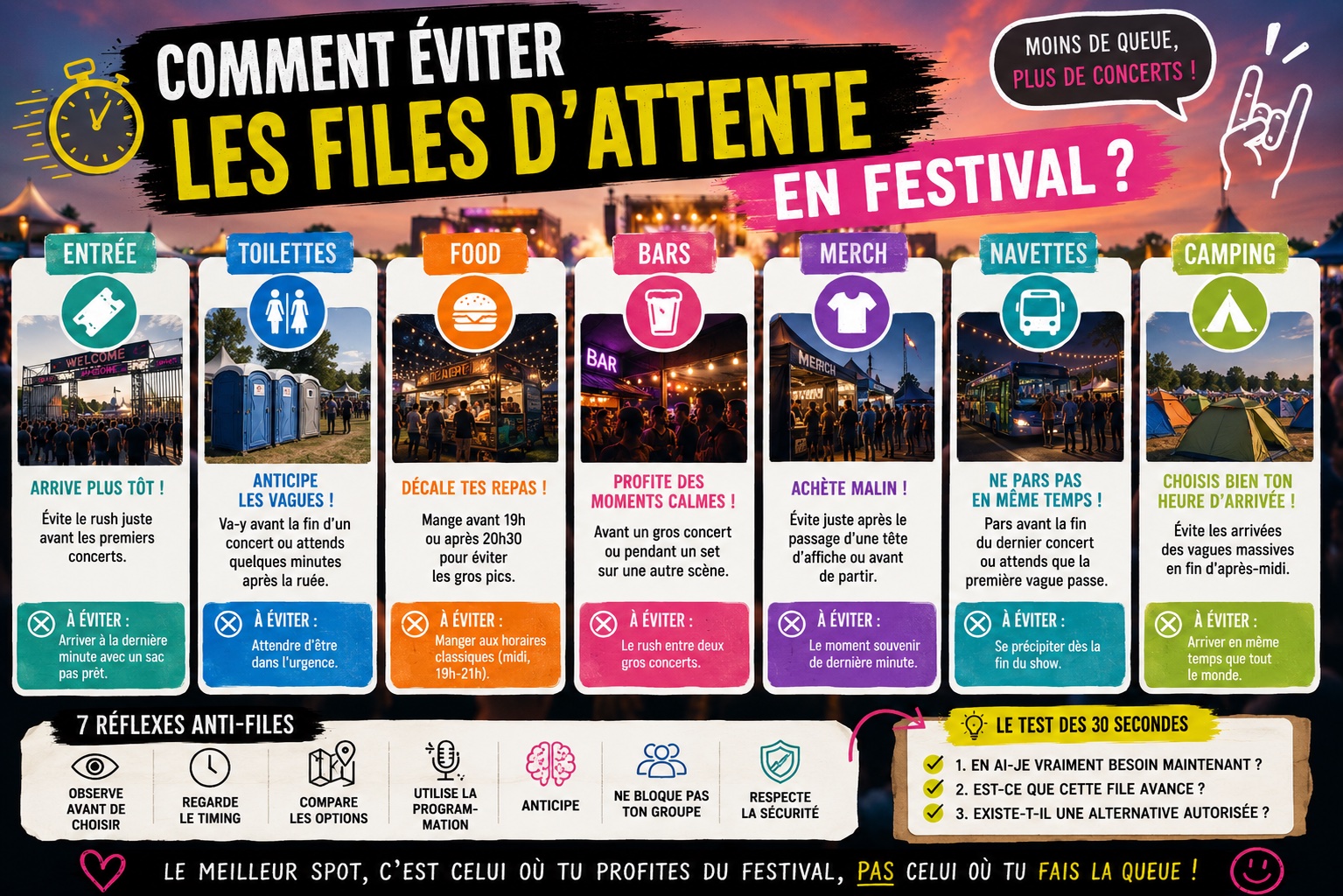 comment éviter les files d'attente en concert et festival