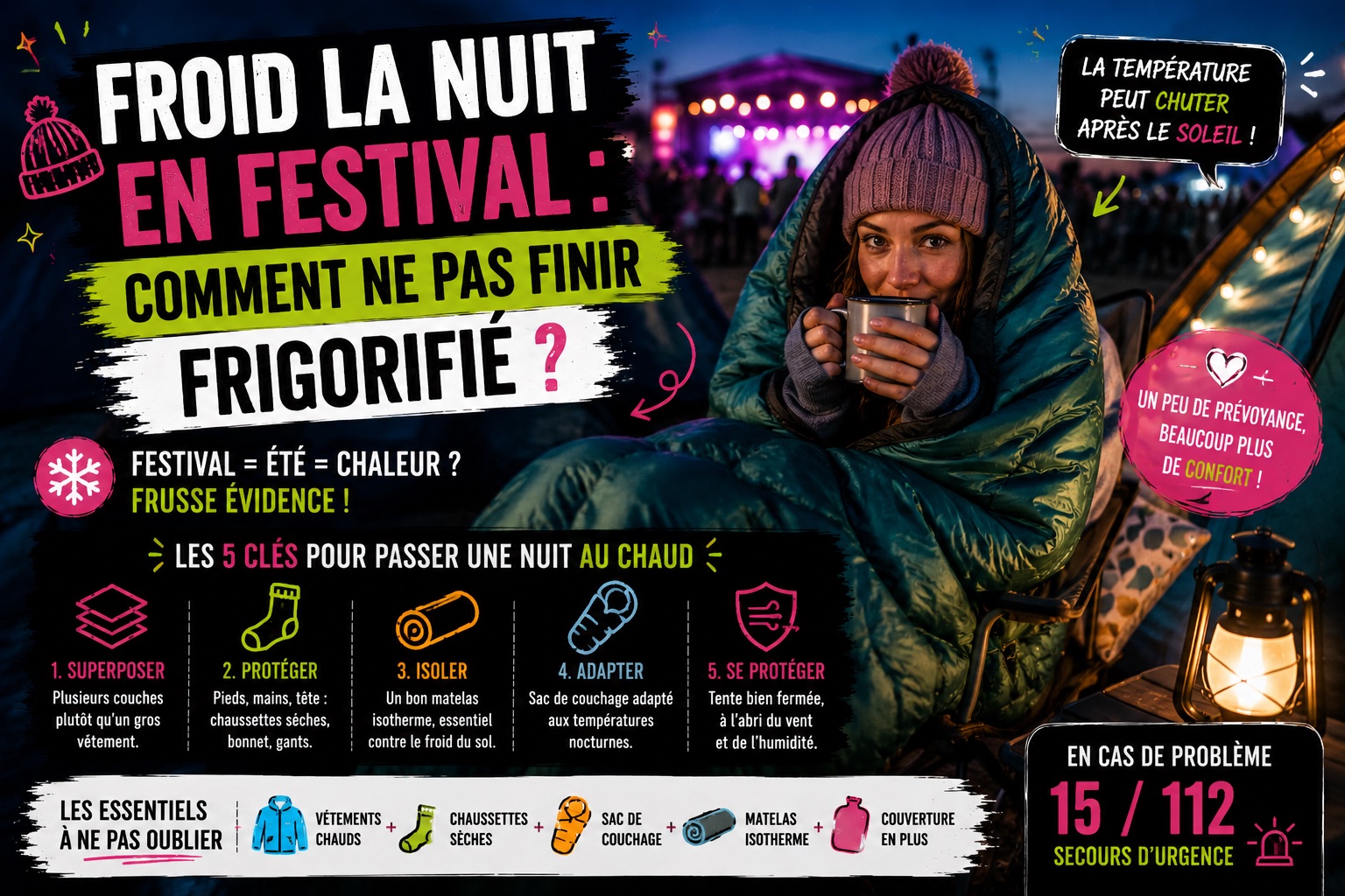 comment ne pas avoir froid la nuit en festival