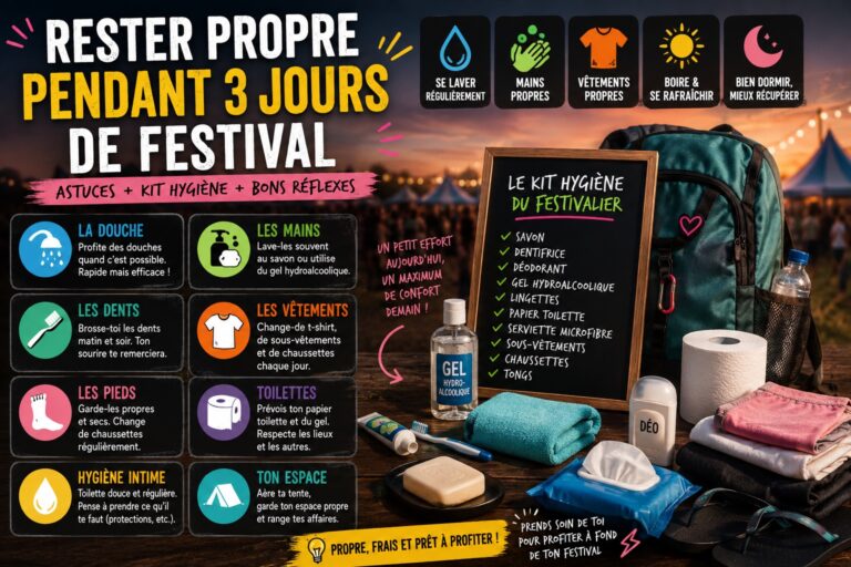 comment rester propre en 3 jours de festival