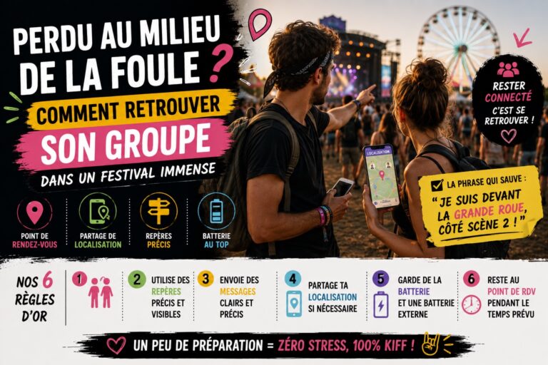 retrourver son groupe d'amis en festival