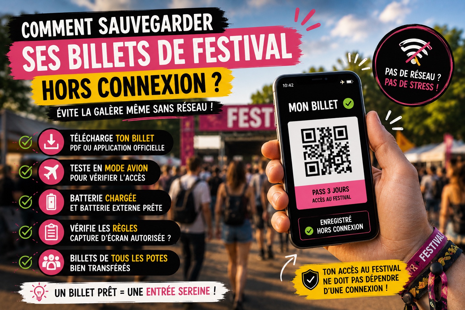 comment accéder à mon billet de festival sans internet