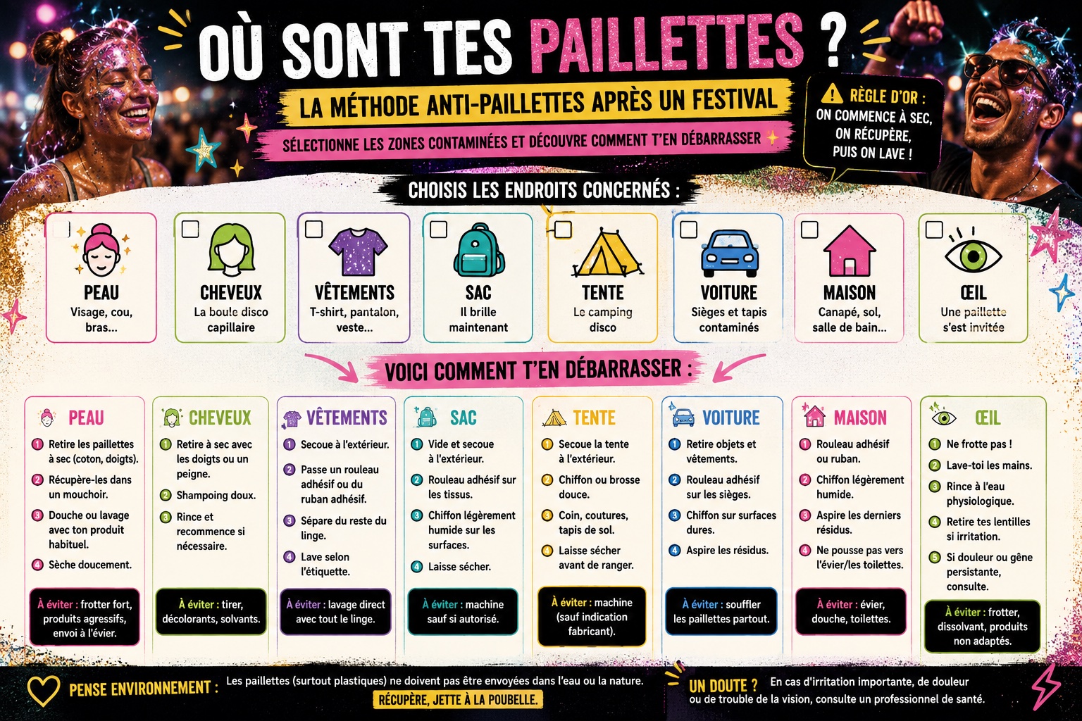 comment enlever les paillettes après le festival
